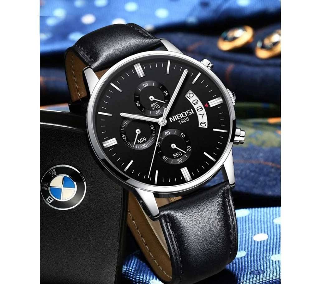 NIBOSI Mens Chronograph Quartz Wristwatch Black belt