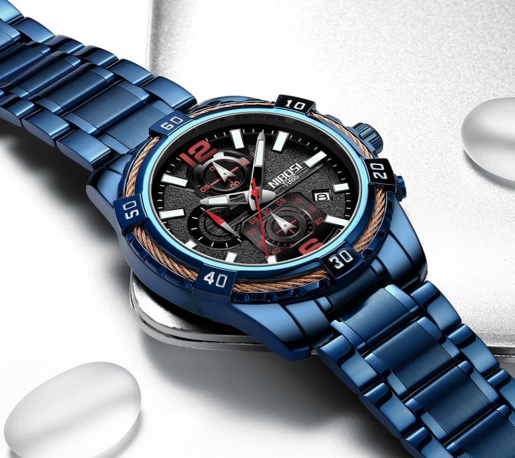 NIBOSI 2335-A Mens Chronograph Quartz Wristwatch Blue