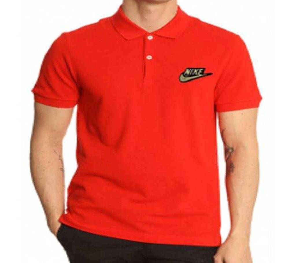 Red Nike logo Cotton Short Sleeve Polo for Men-Copy