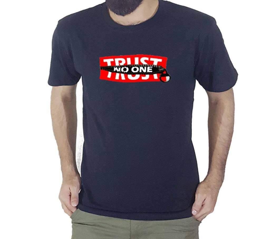Text Printed Half Sleeve Blue T shirt For Men TS17
