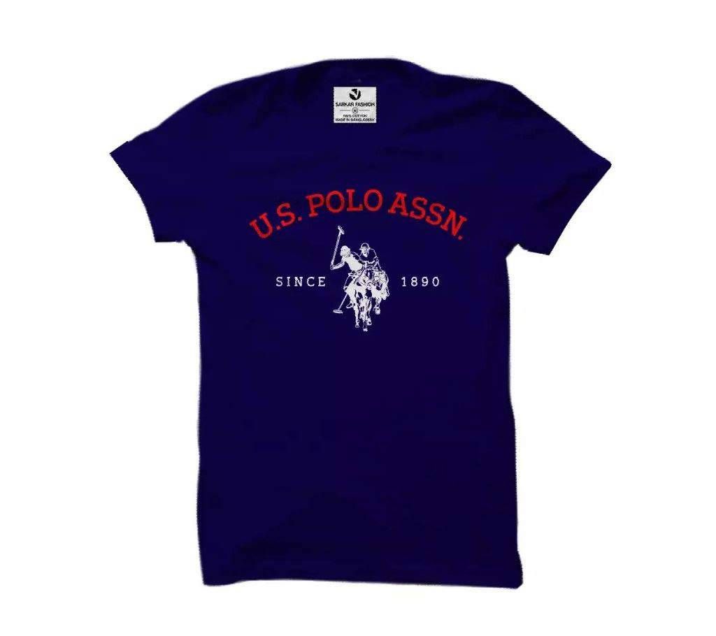 Half Sleeve Blue Cotton T Shirt For Men 