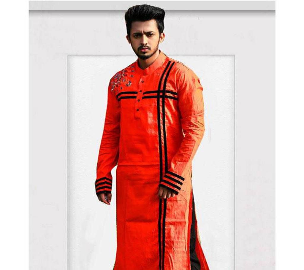 Gens Semi Long Fashionable Embroidery Panjabi