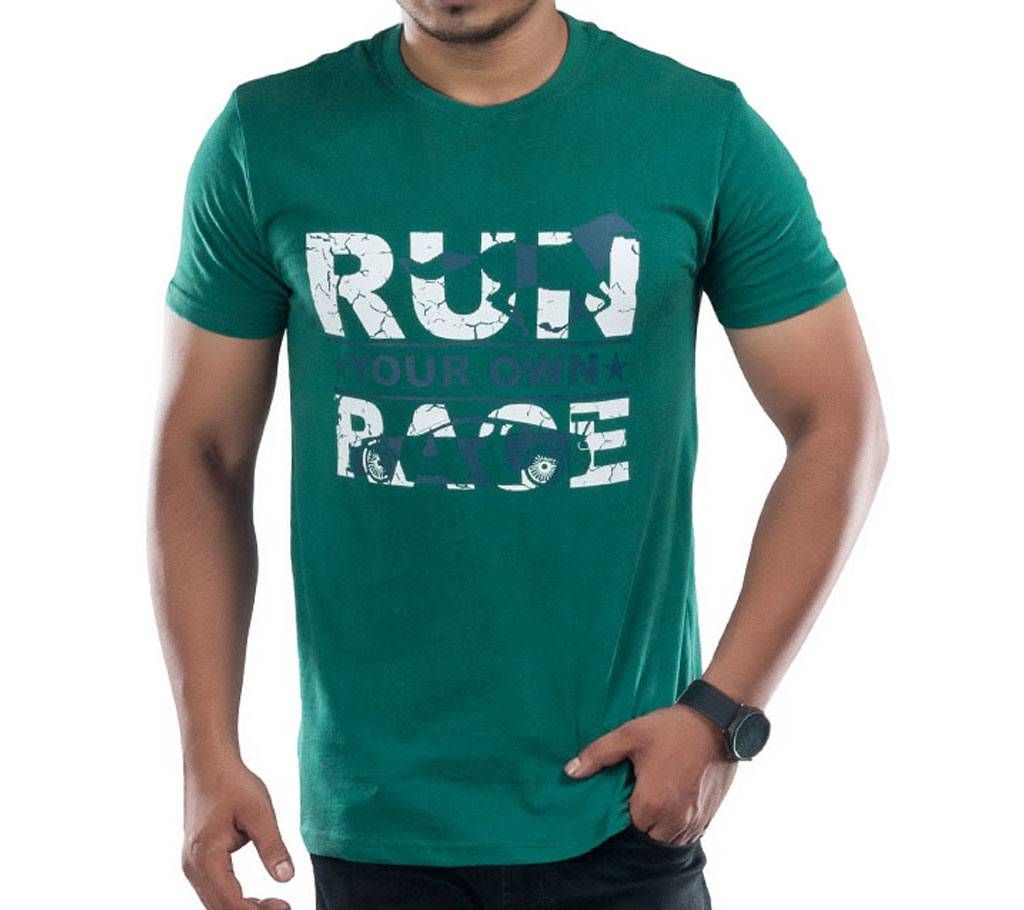 Men's Half Sleeve Cotton T-Shirt W17-MSST005 - Deep Green-Run		