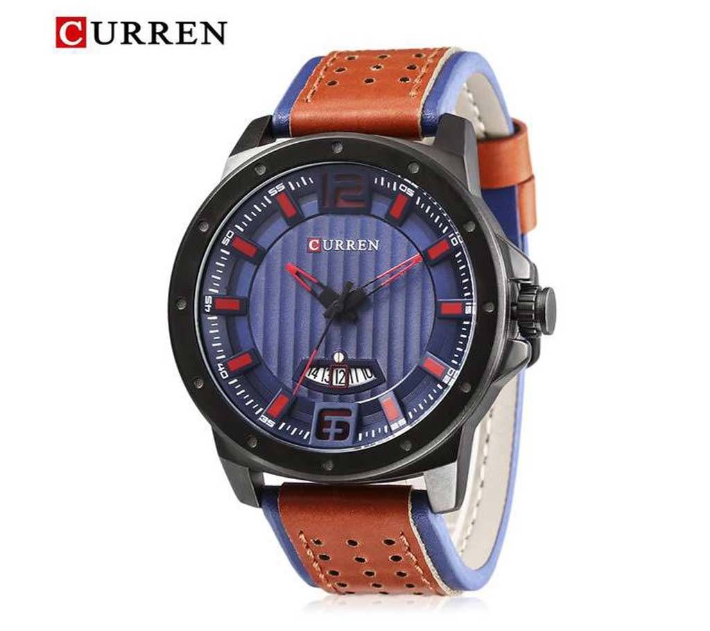 Curren 8293 PU LEATHER WRIST WATCH FOR MEN - BLUE