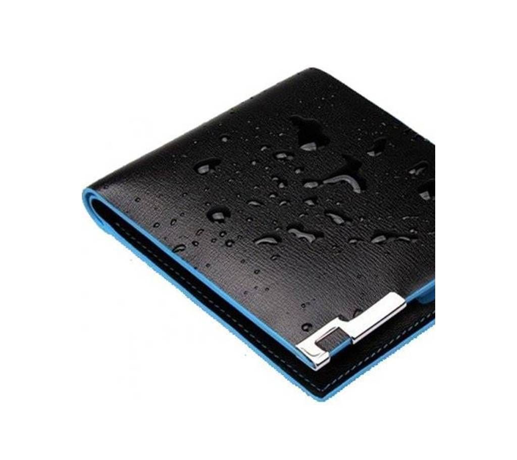 Waterproof Bifold Colourful Leather Wallet- Black