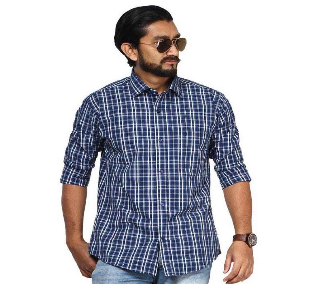 Cotton Formal Shirt for Men Blue and white