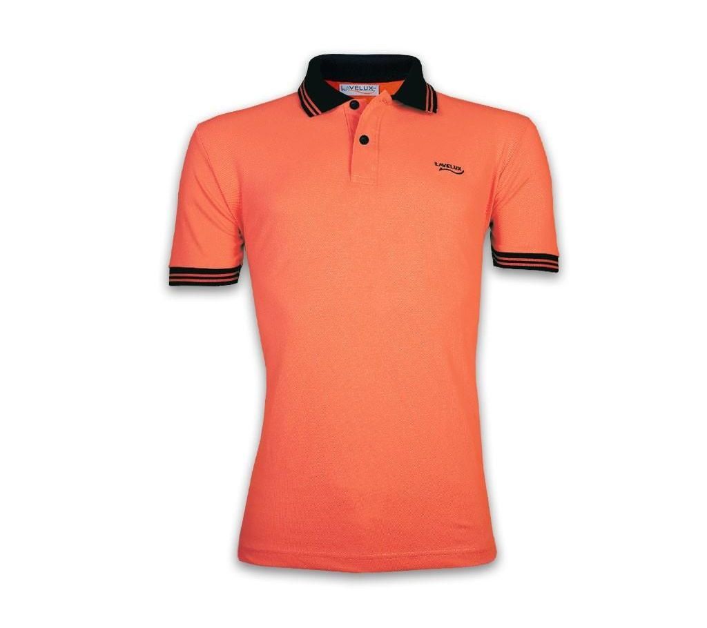 Coral Cotton Short Sleeves Orange Polo for Men - SPN