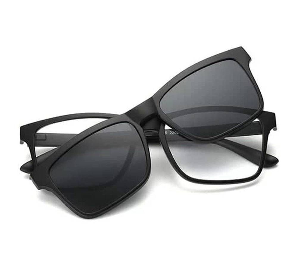 Eyeglass Frames with Clip On polarized Sunglasses for man