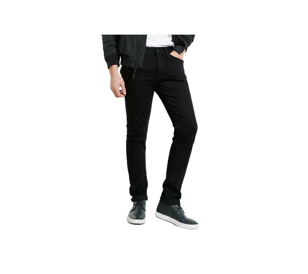 Solid Black color Stitched pant for men