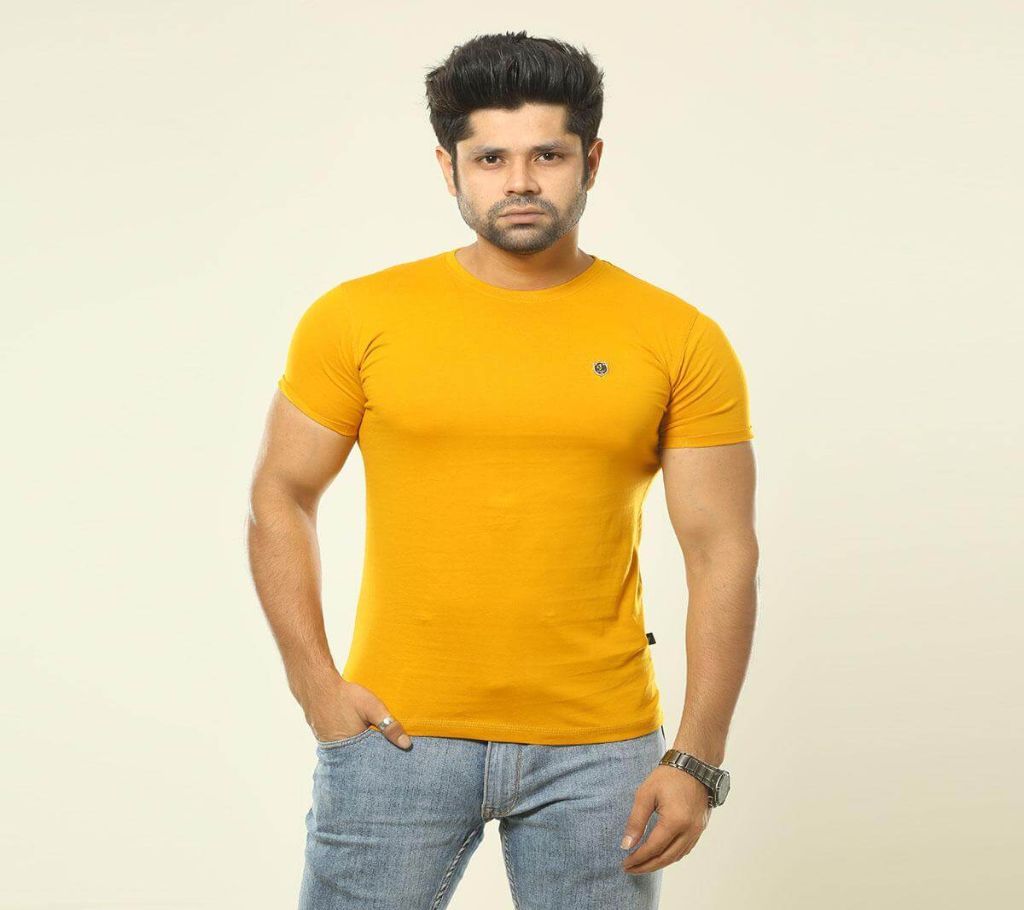 High Quality Yellow Cotton T-Shirt for Men