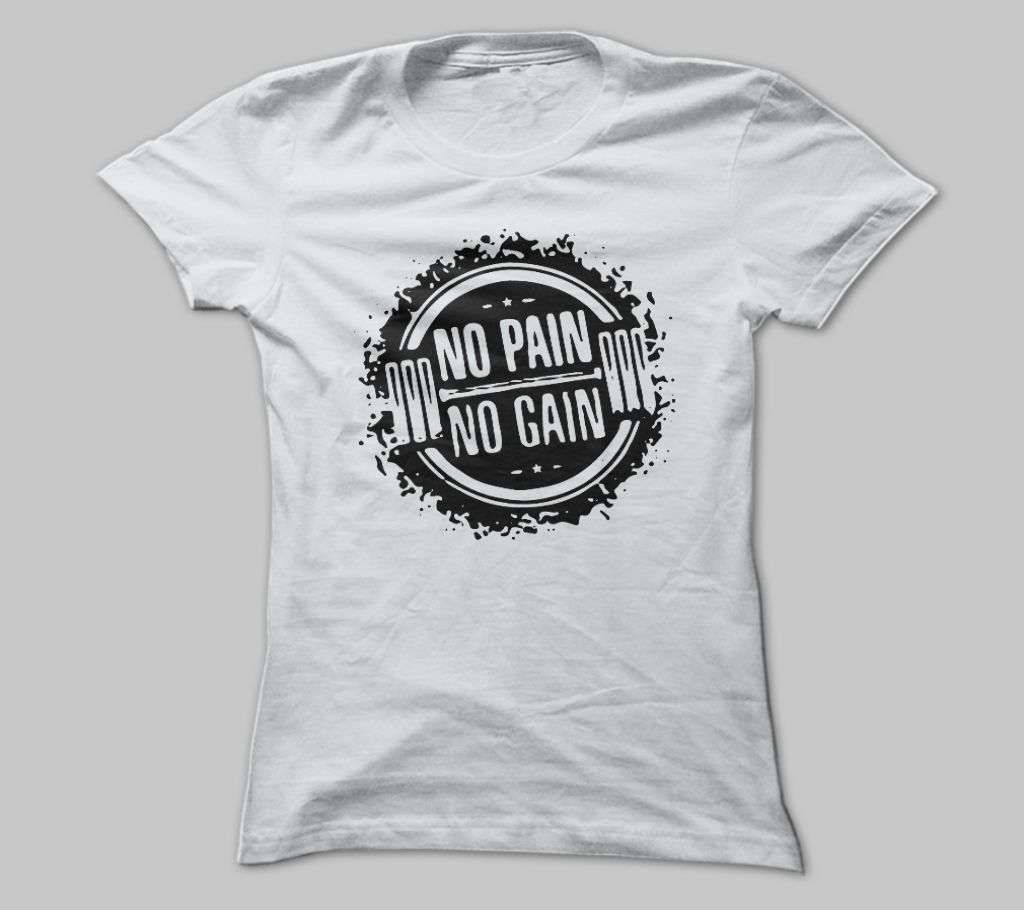 NO PAIN NO GAIN 2 WHITE COTTON TSHIRT FOR MEN