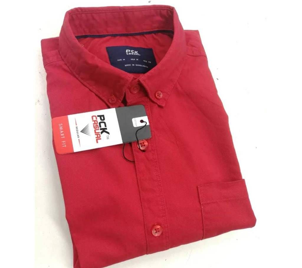 Red Full Sleeve Cotton Shirt For Men 