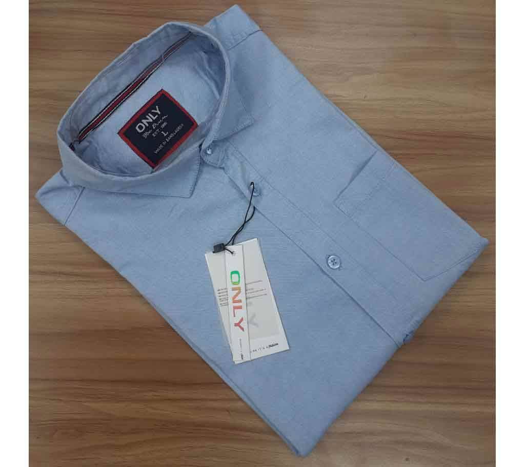 Full Sleeve Casual Cotton Shirt For Men - Solid Color 
