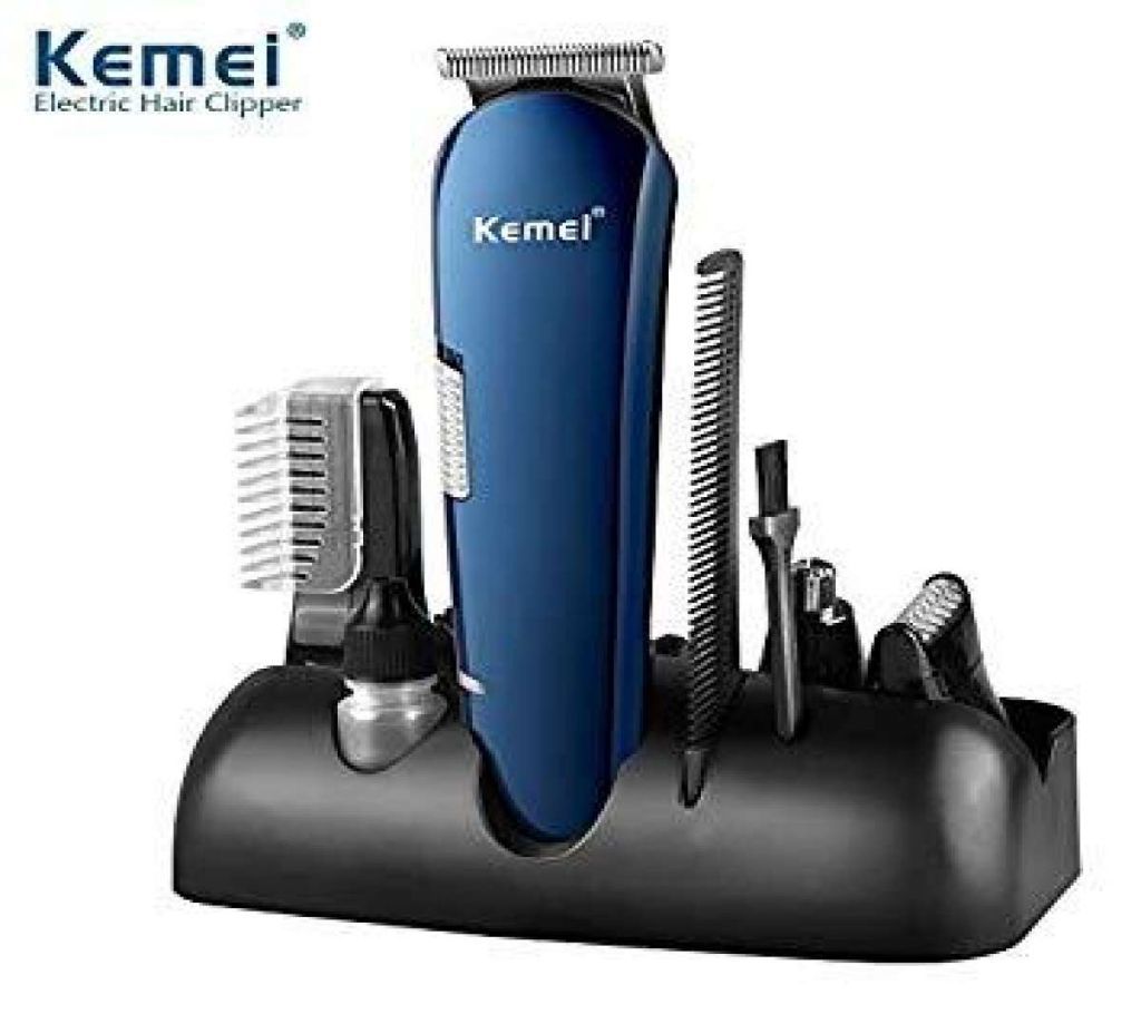 Kemei 5 in 1 Rechargeable Hair Trimmer Titanium Hair Clipper Electric Shaver Beard Trimmer USB Chargeable Shaving Clippers 550 Multicolor