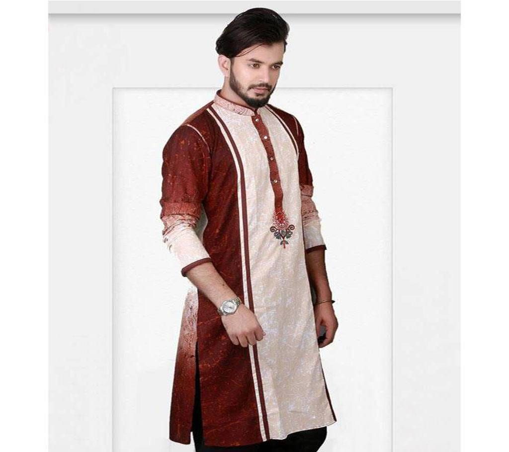 Gens Fashionable Printed Embroidery Panjabi