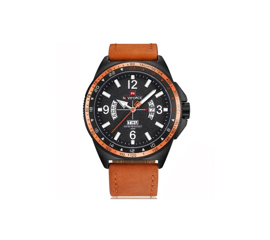 Naviforce Eid Collection NF9103  Casual Leather Watch Quartz Movement with unique week and date display - Orange