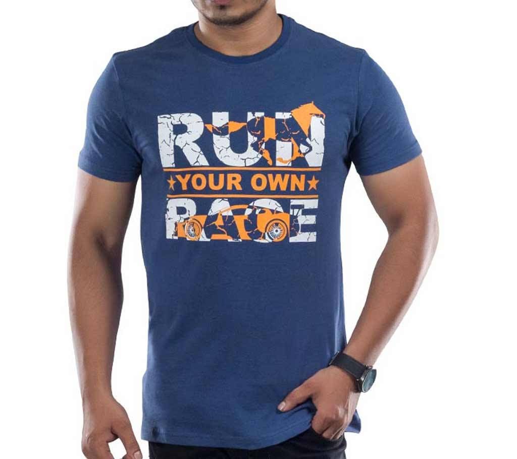 Men's Half Sleeve Cotton T-Shirt W17-MSST005 - Navy-Run 		