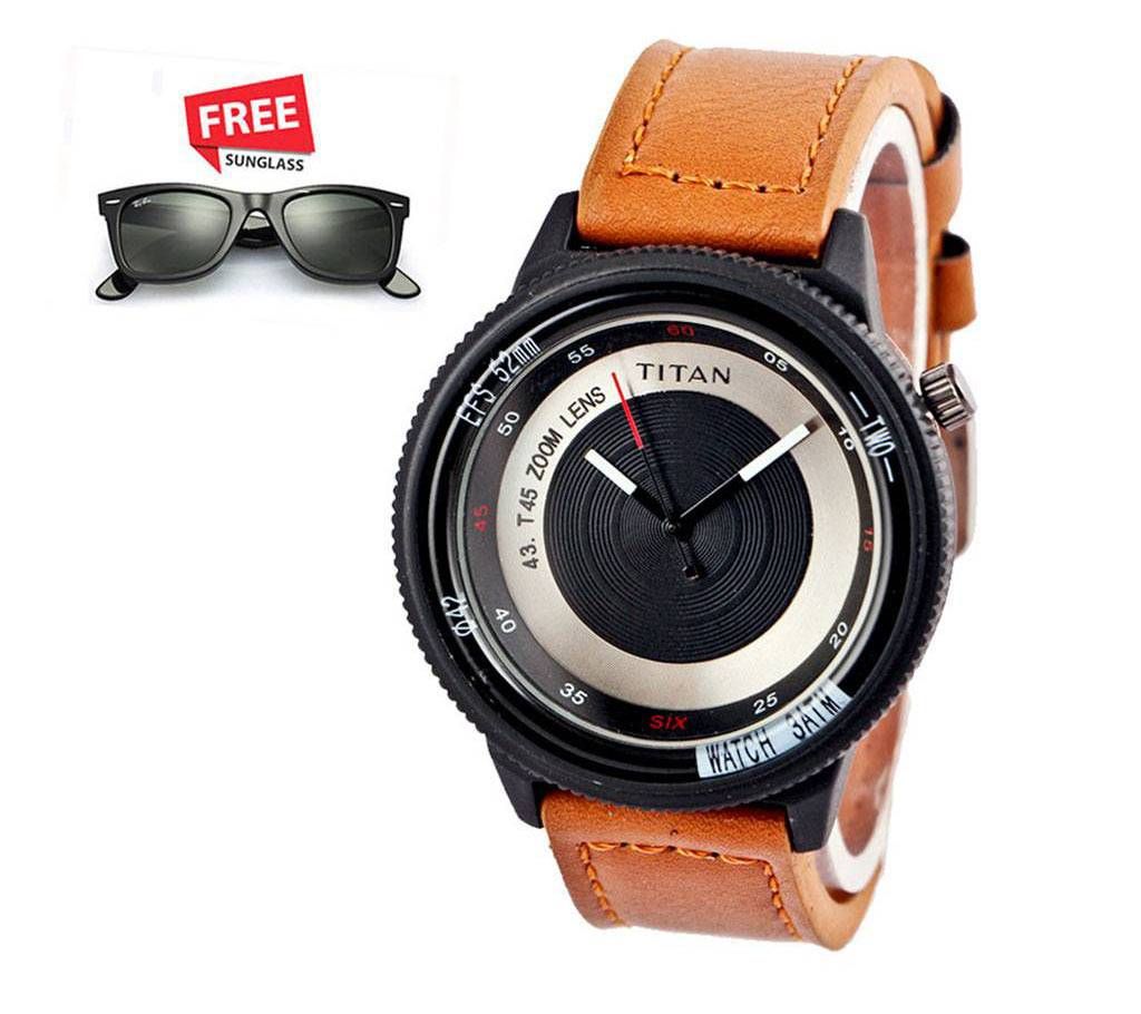 Titan Zoom Lens watch for men copy with free sunglasses 
