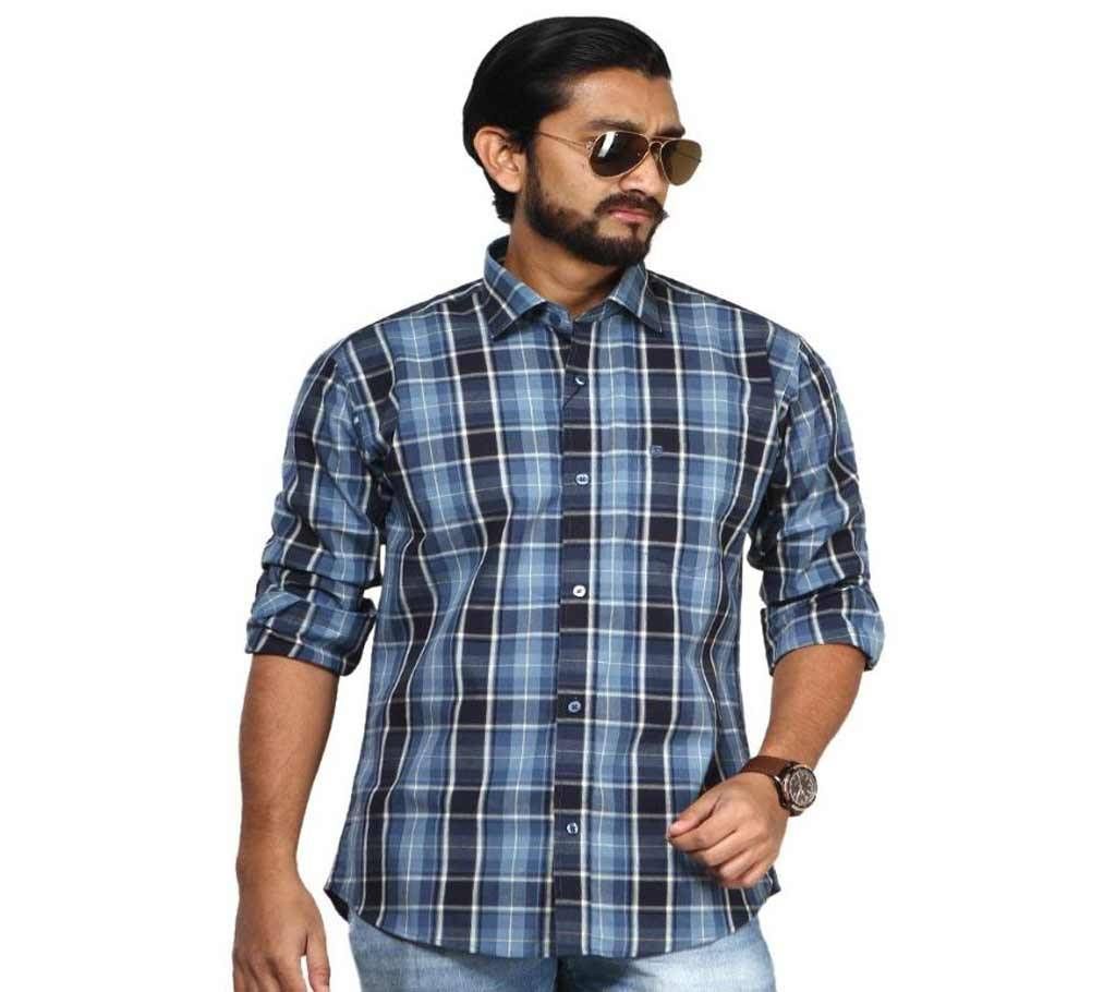 Cotton Formal Shirt for Men Blue and Black
