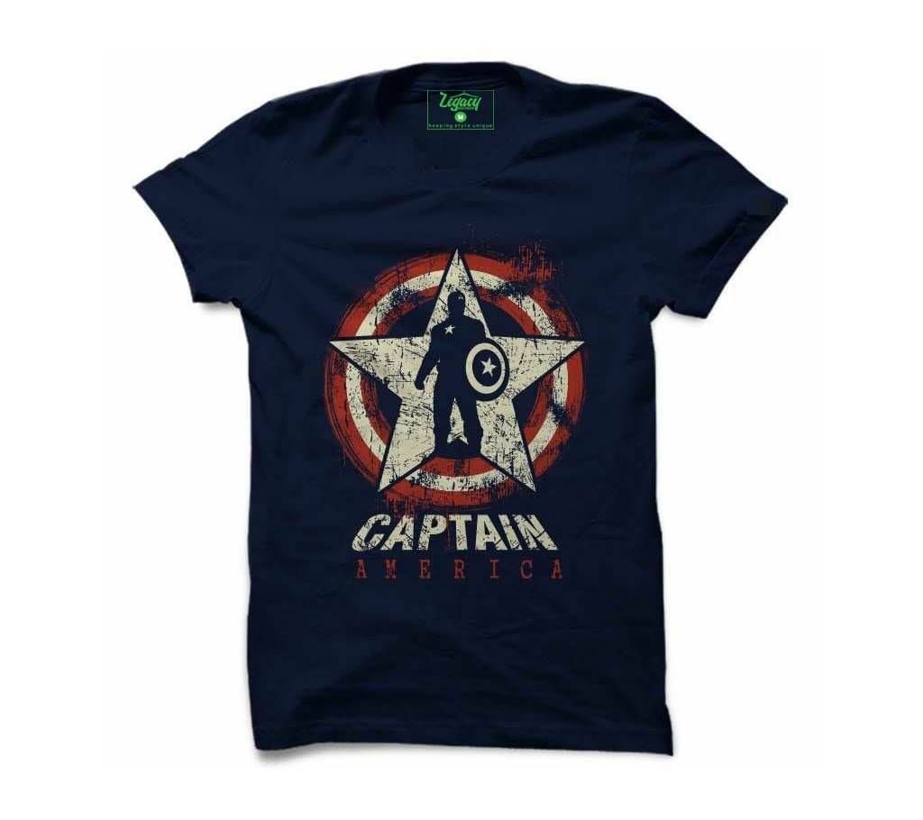 Navy Blue T-shirt Captain America Design - 59