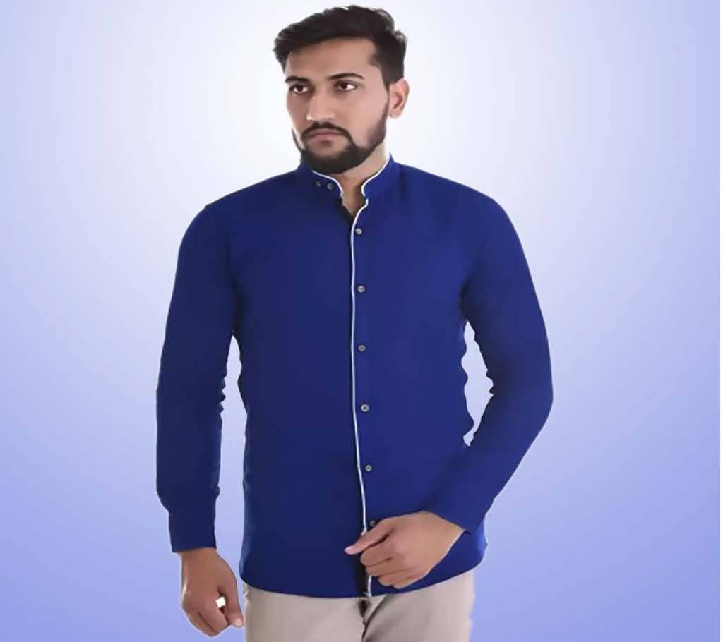 Men Solid Casual Mandarin Shirt