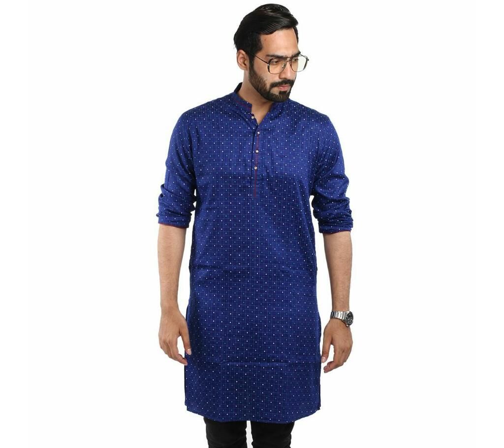 China Cotton Panjabi For Man Blue with Dot Design