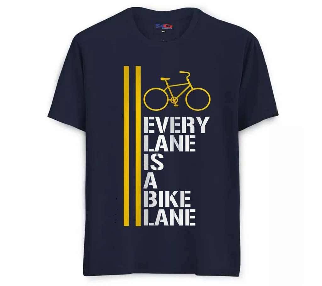 Rubber Print Summer T-shirt - 612 - Navy - Every Lane Is A Bike Lane - LEB