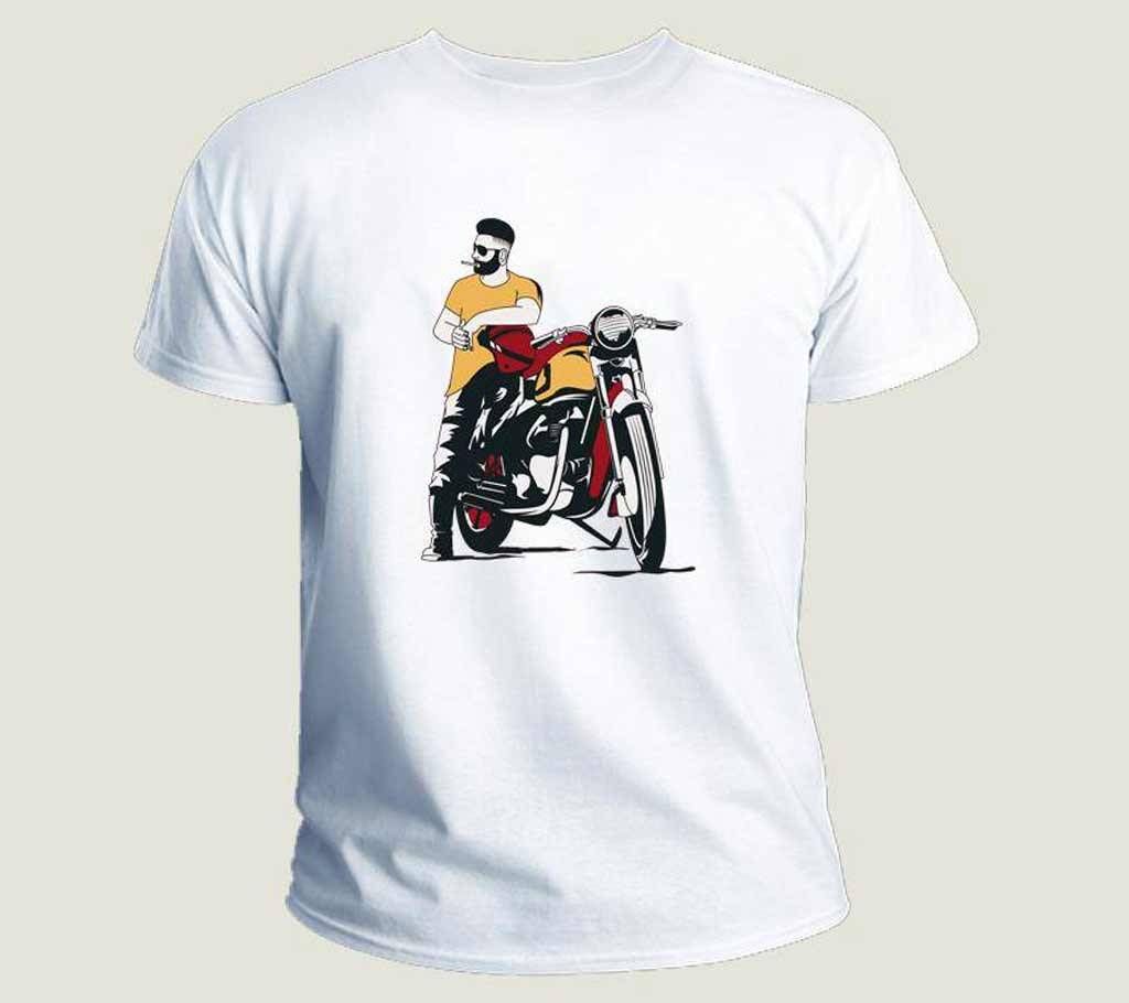Motor Byke Style Smile Menz Half Sleeve T-Shirt