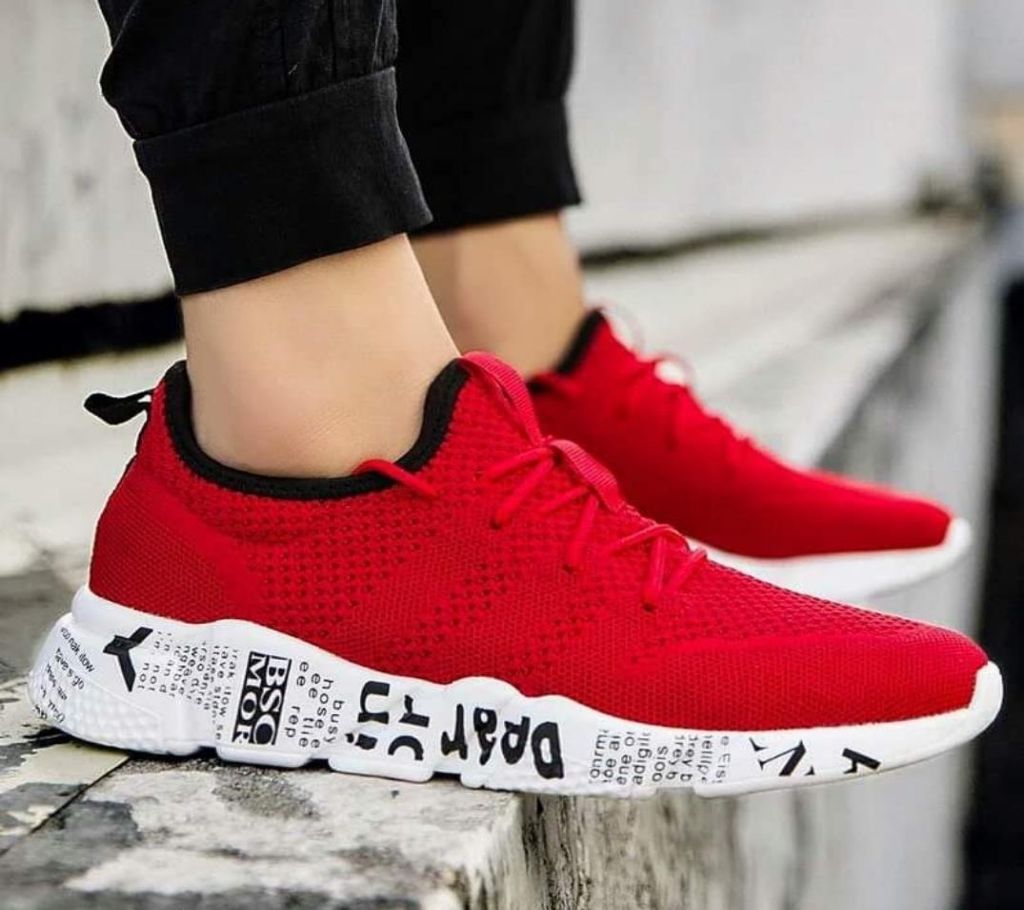 Red color casual shoes for men