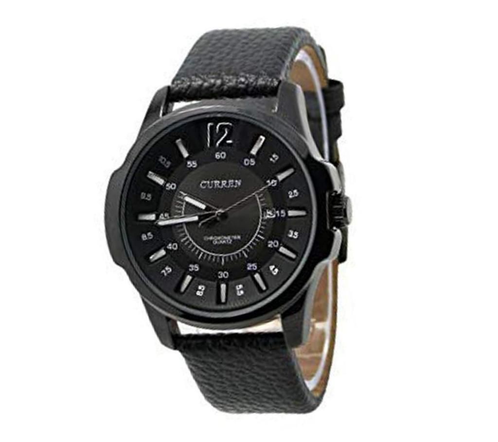 Curren PU Leather Analog Watch for Men Black-Copy 