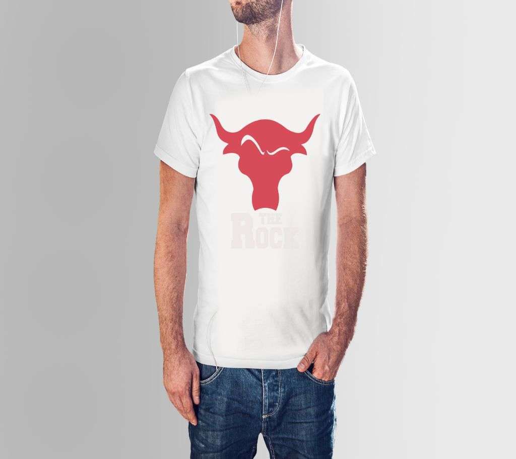 THE ROCK WHITE COTTON TSHIRT FOR MEN