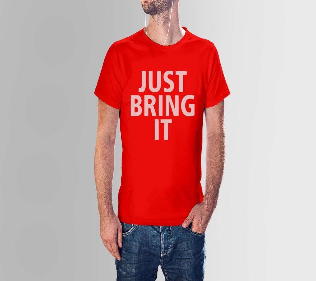 JUST BRING IT RED COTTON TSHIRT FOR MEN