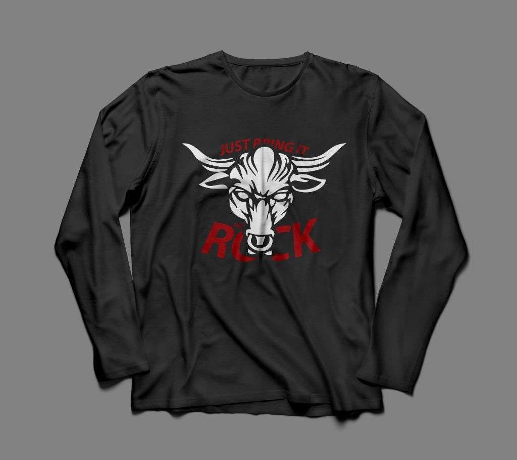 JUST BRING THE ROCK BLACK COTTON TSHIRT FOR MEN