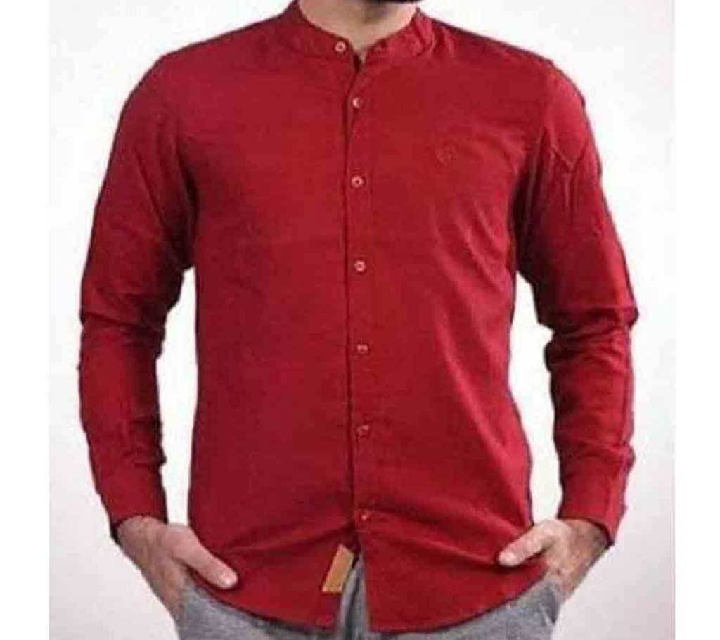  Red Panama Long Sleeve Casual Shirt For Men