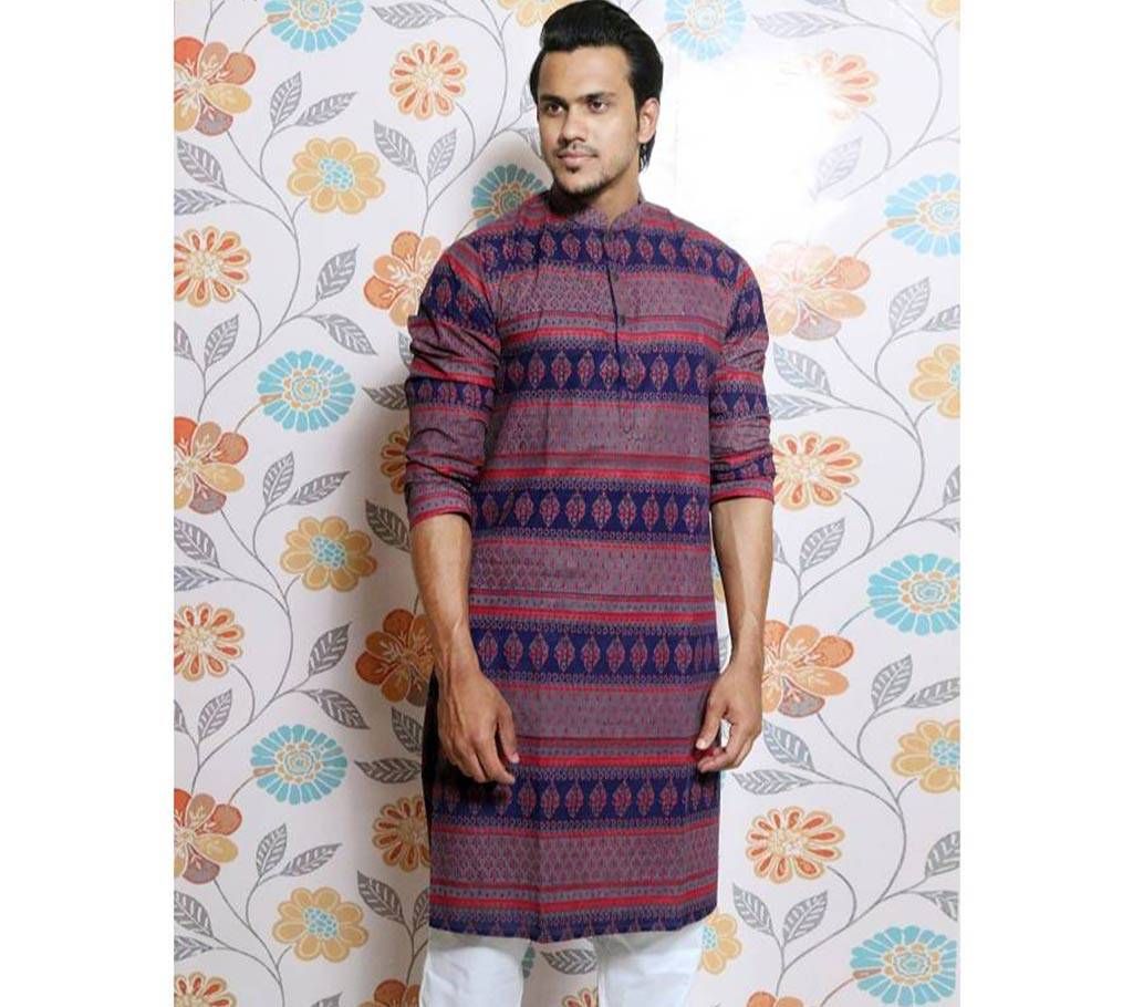 Navy Blue all over printed Panjabi for Men by Ritzy