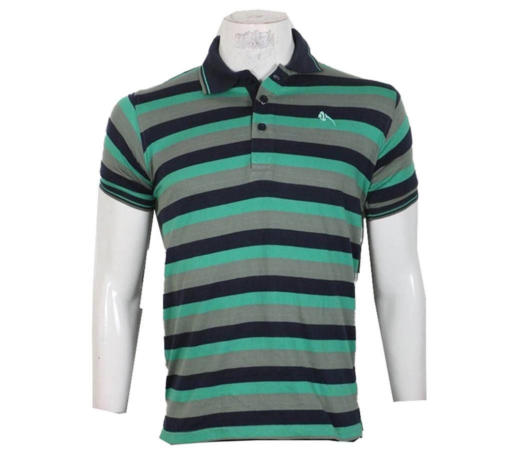 Gents Short Sleeve Striped Polo T-Shirt