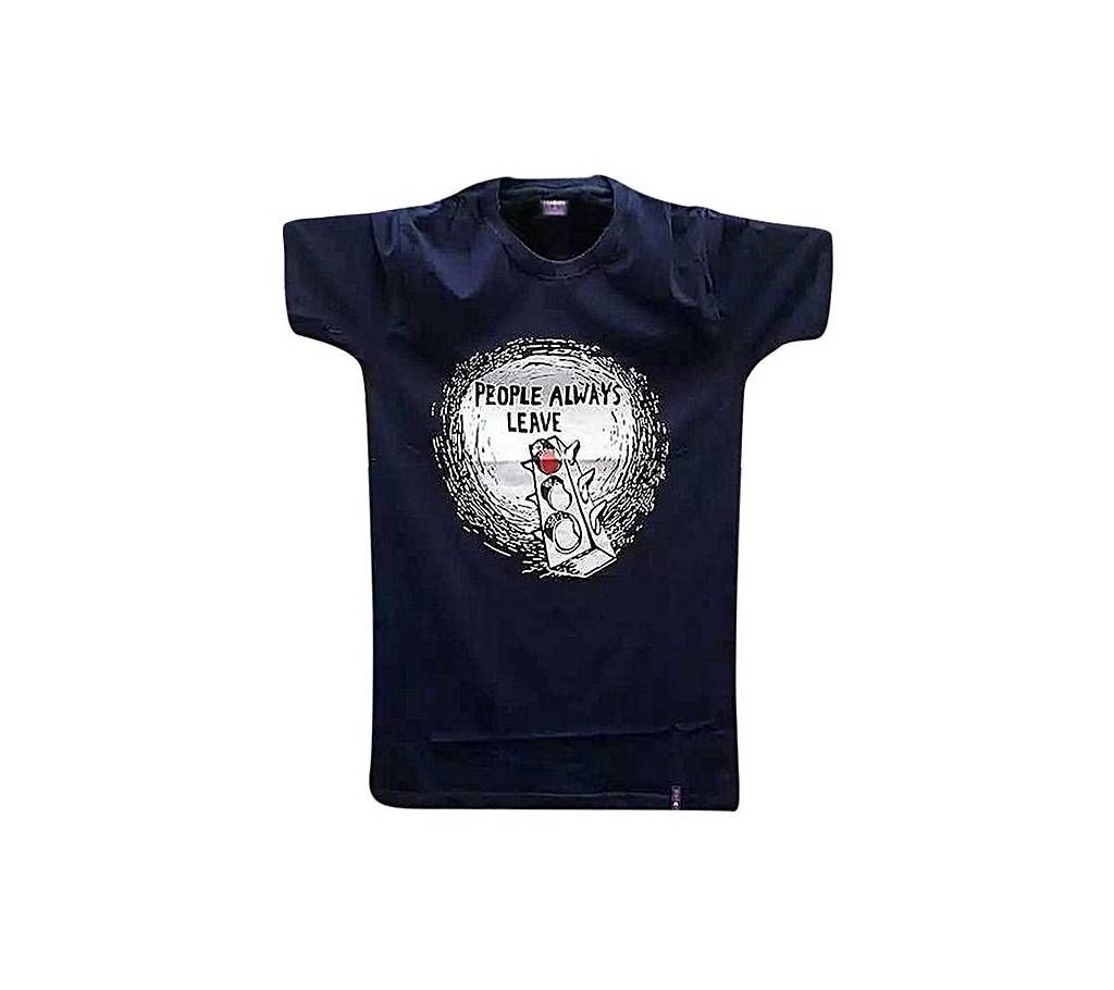 Dark Navy Blue Cotton Casual Short Sleeve T-shirt