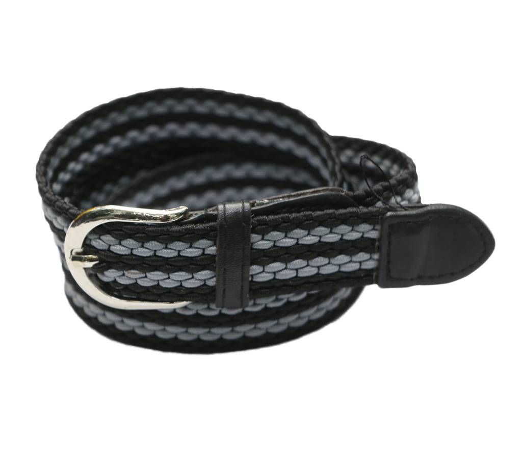 White and Black Leather Casual Belt for men