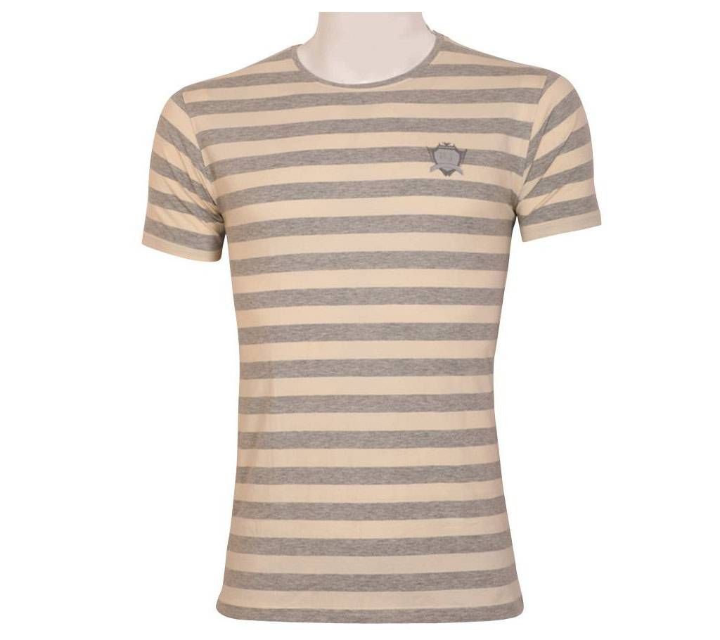 White and Dark Gray Cotton Short  Short Sleeves T-shirt For Men
