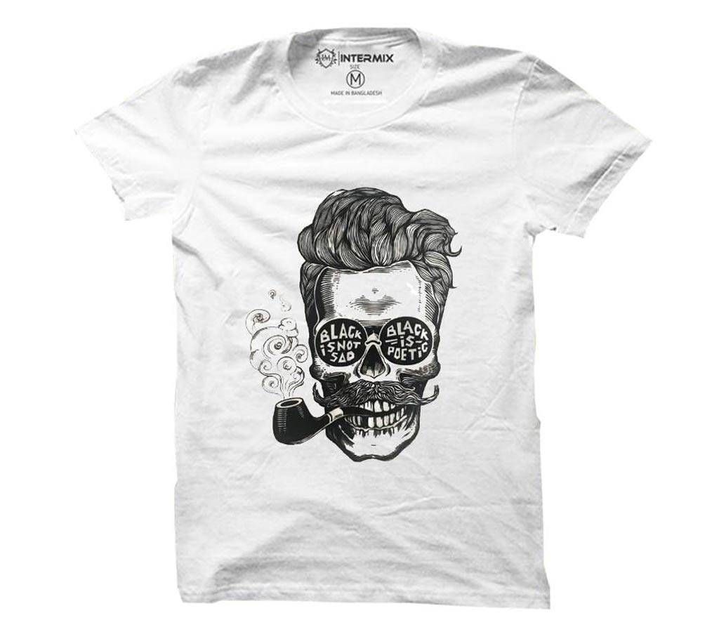 ?????? Skull smoking Cotton T-shirt