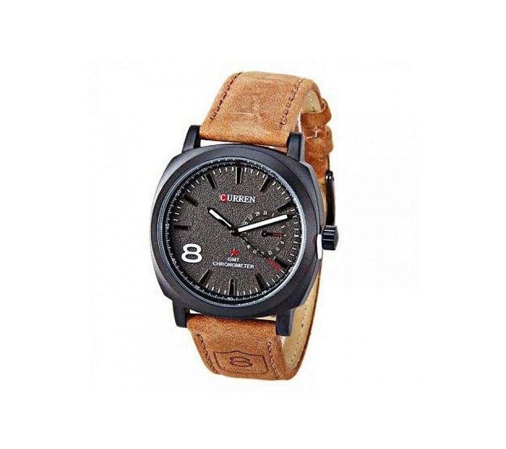 Leather Analog Watch for Men - Brown