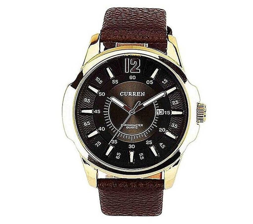 8123 Leather Analog Watch For Men - Brown