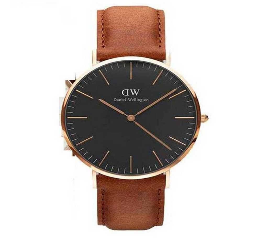 GENTS ANALOG WRISTWATCH -BROWN AND BLACK