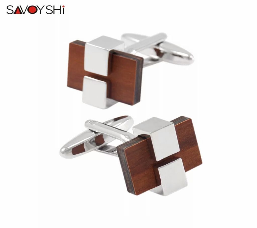 SAVOYSHI Low-key Luxury Wood Shirt Cufflinks for Mens