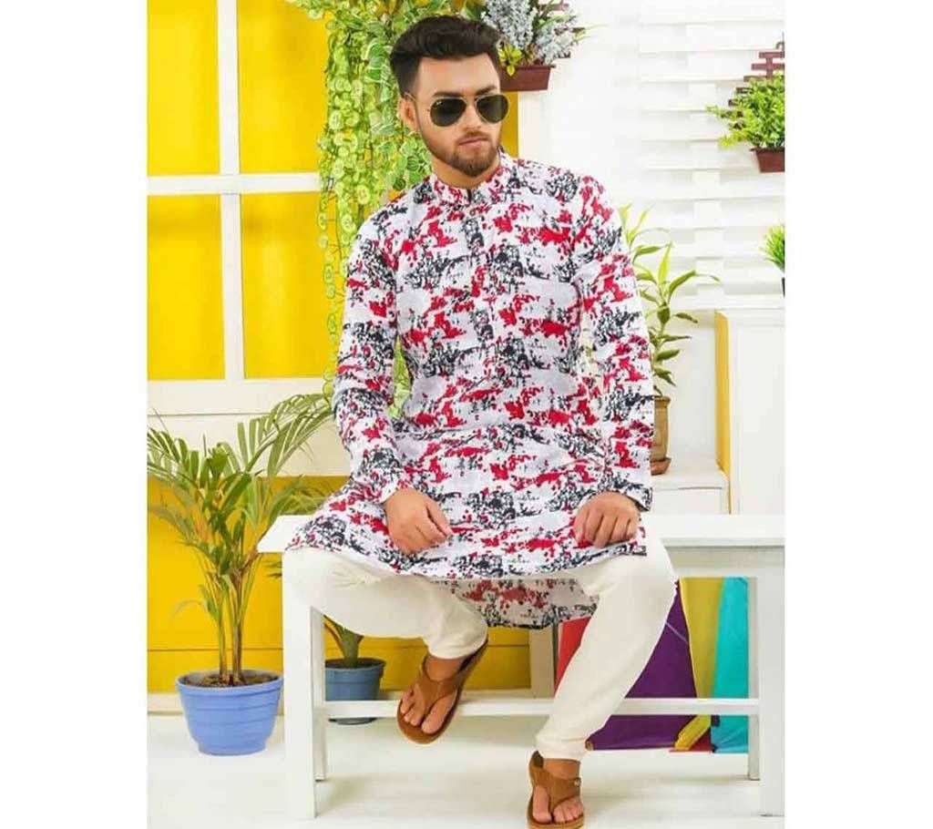 Printed Semi Long Cotton Panjabi for Men