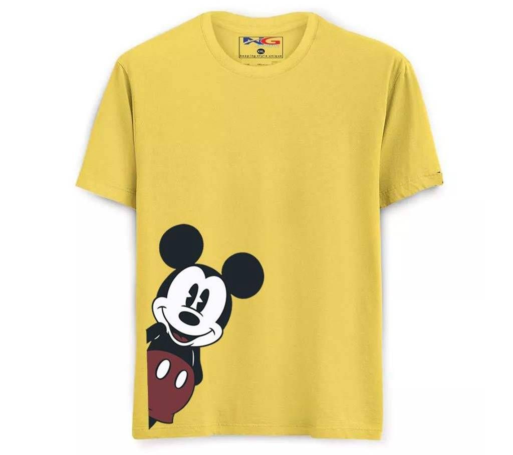 Rubber Print Summer T-shirt - 582 - Yellow - Small Micky Mouse - LEB