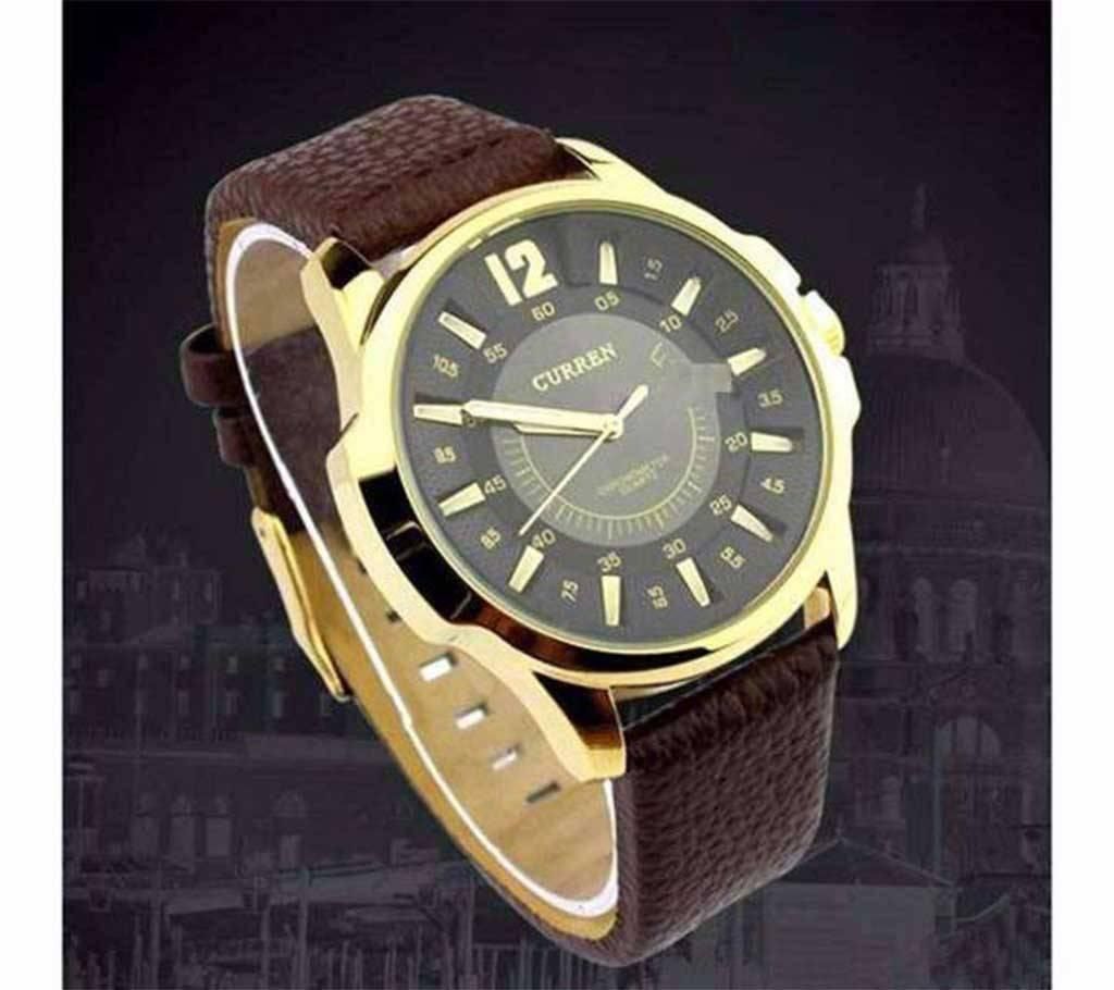 CURRENT Wrist Watch For Men  Chocolate and Golden Dialer-Copy