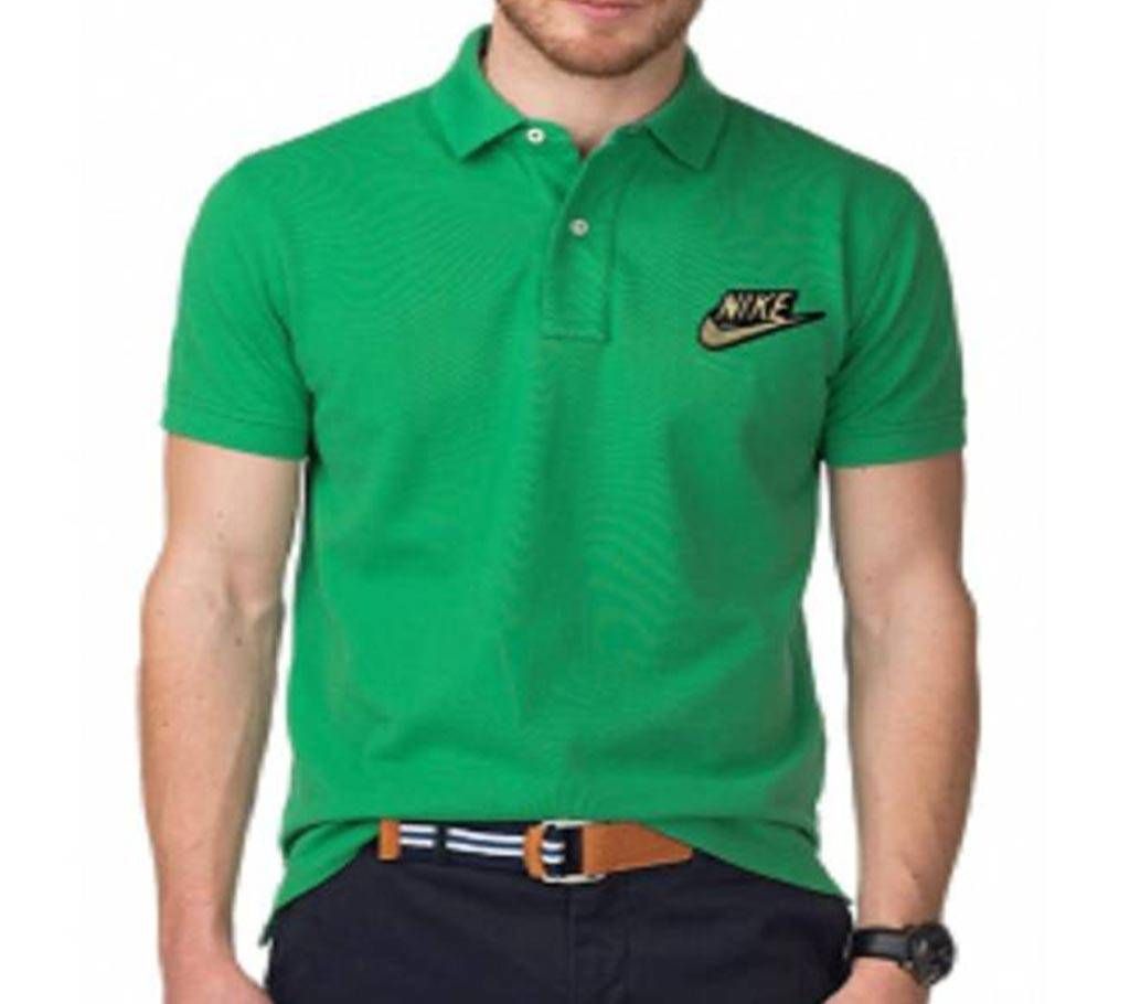 Light Green Nike logo Cotton Short Sleeve Polo for Men-Copy