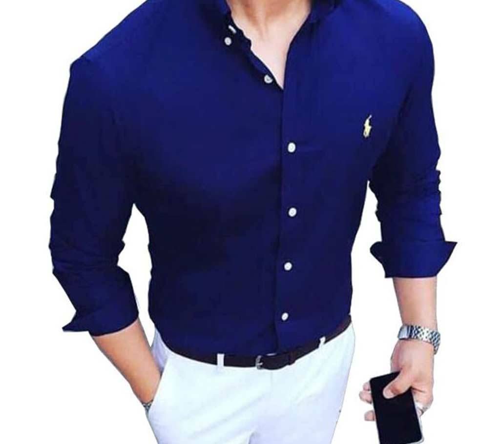 Solid Color Slim Fit sleeve cotton shirt for men  