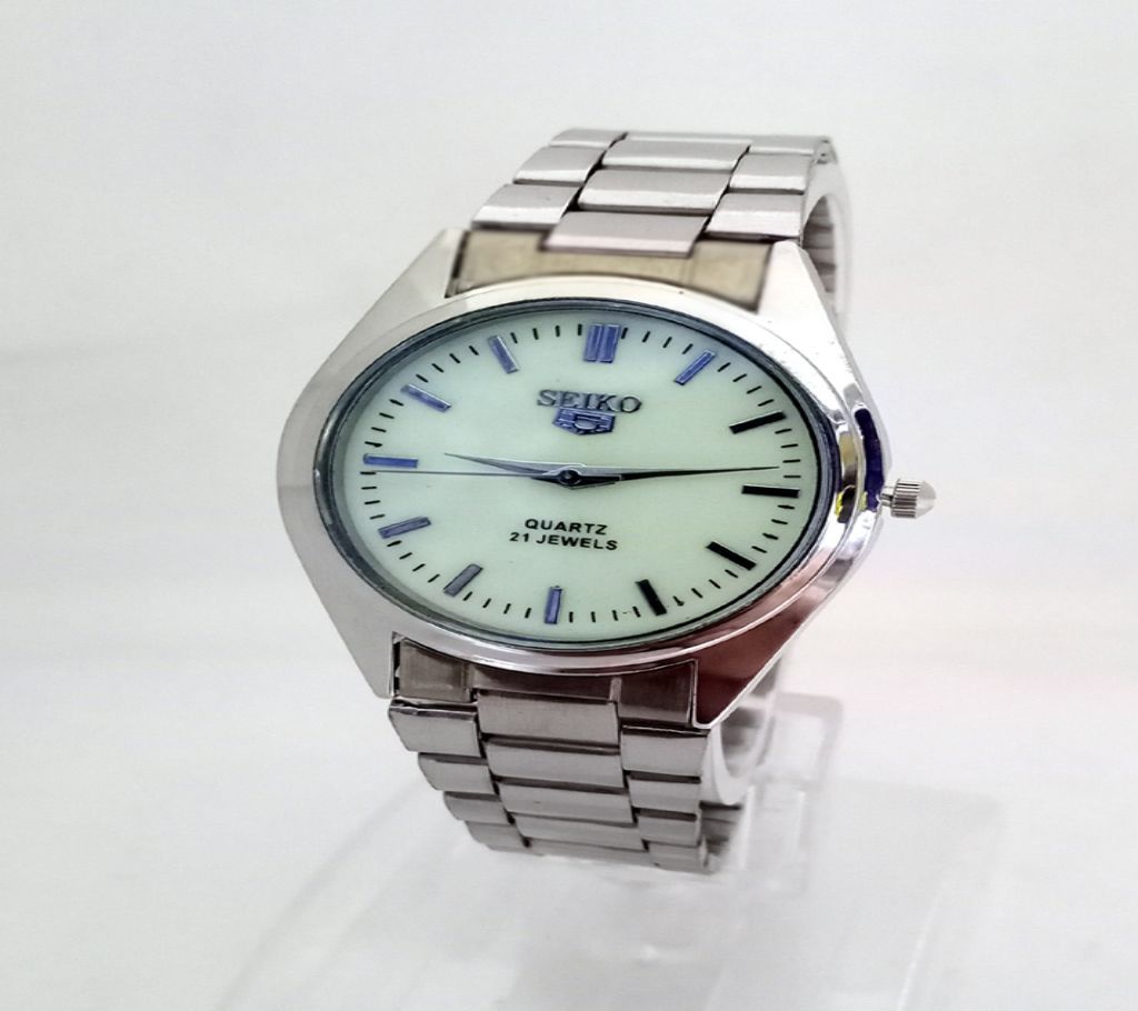 SEIKO Silver Dial Stainless Steel Watch For Boys & Girls-Copy Radium